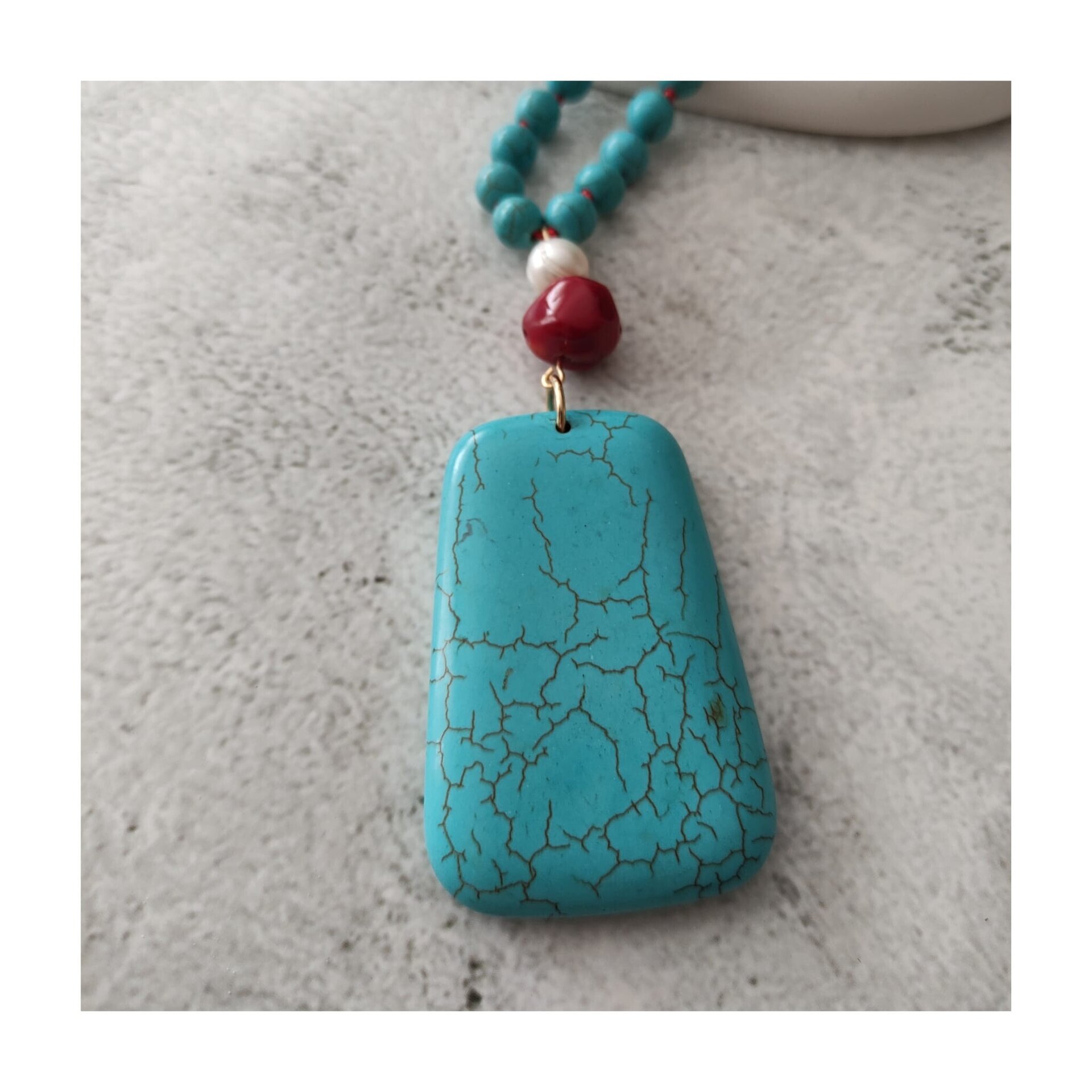 Collar turquesa, Coral y Perla o Lapislázuli y Perla - 3