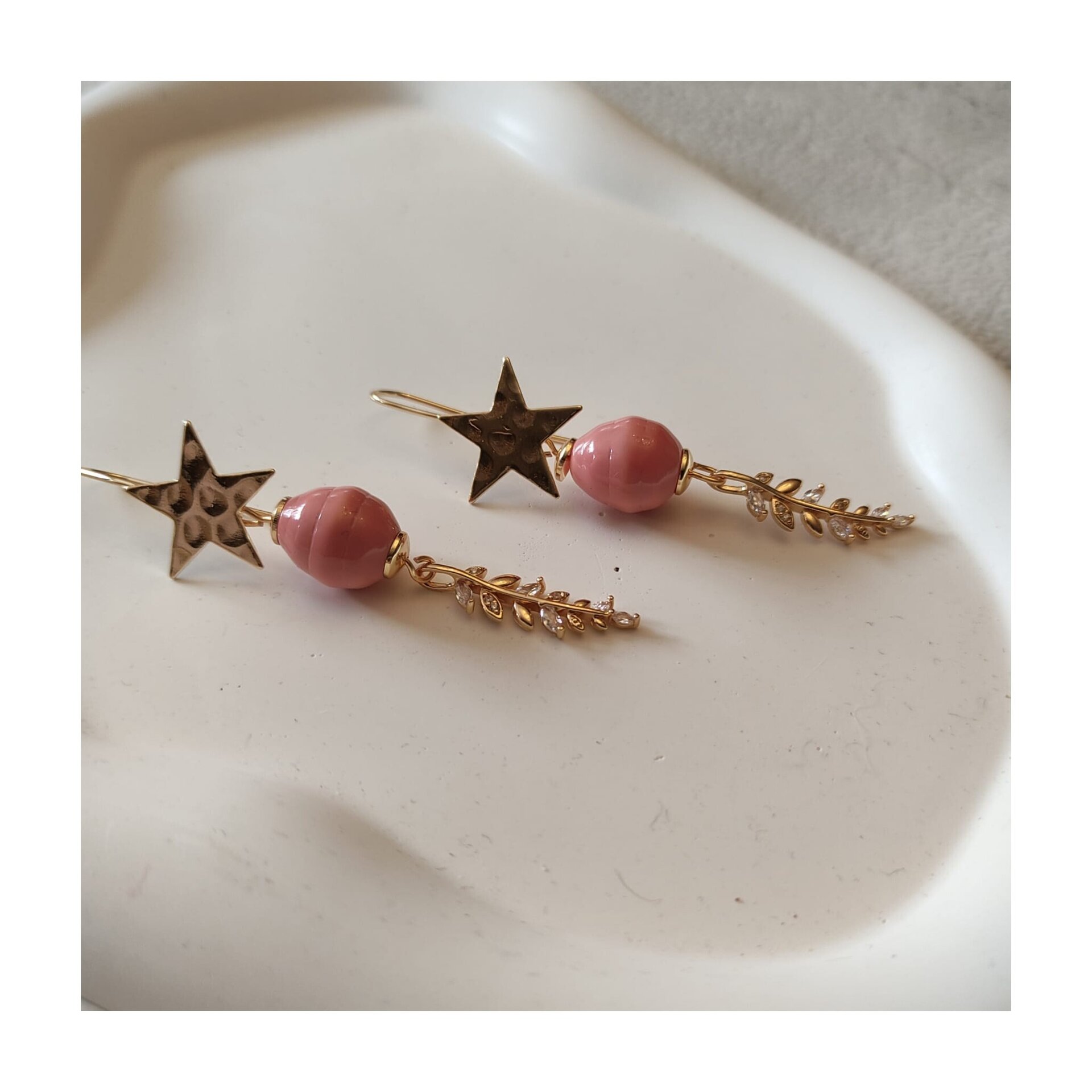Pendientes estrella y hojas de brillo - 2